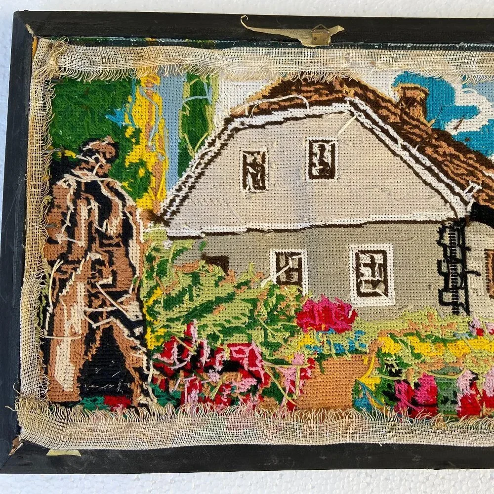 Vtg Embroidered picture Ukraine Taras Shevchenko